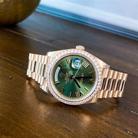 rolex day date green diamonds|rolex day date 40 prices.